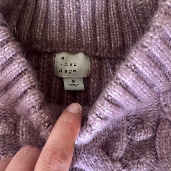 a new day Lavender Cable Knit Turtleneck Sweater - Picture 2 of 5